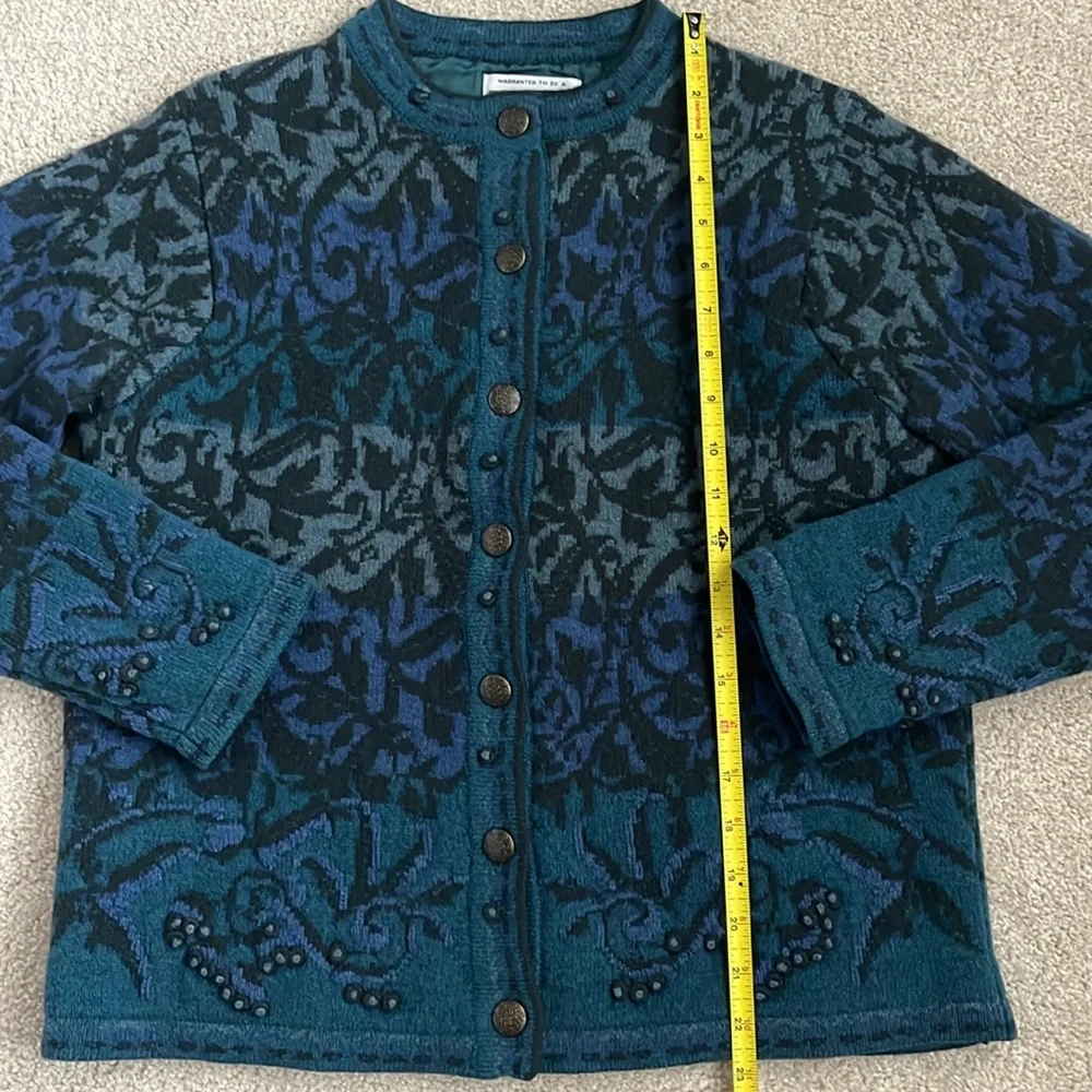 Vintage Pendleton Lambs Wool Sweater Metal Button Cardigan Size Medium - Picture 2 of 8